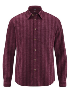 chemise bordeaux manches longues en chanvres avec petites rayures discrètes