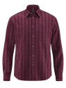 chemise bordeaux manches longues en chanvres avec petites rayures discrètes
