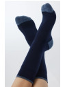 chaussettes bouclettes bleu marine talon et pointe bleu plus clair