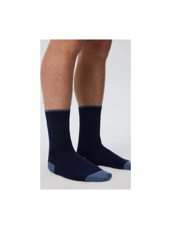 chaussettes bouclettes bleu marine talon et pointe bleu plus clair