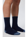 chaussettes bouclettes bleu marine talon et pointe bleu plus clair