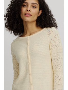 gilet coton bio écru avec manches ajourées