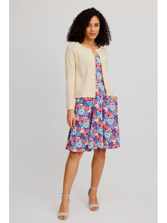 gilet coton bio écru avec manches ajourées