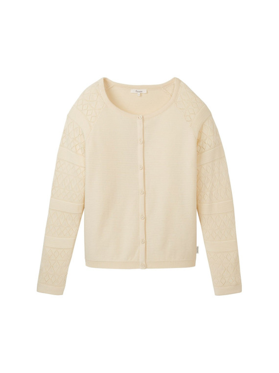 gilet coton bio écru avec manches ajourées