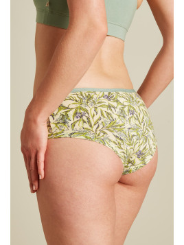 Slip Panty pour Femme en Coton Bio Imprimé Feuilles - Tranquillo