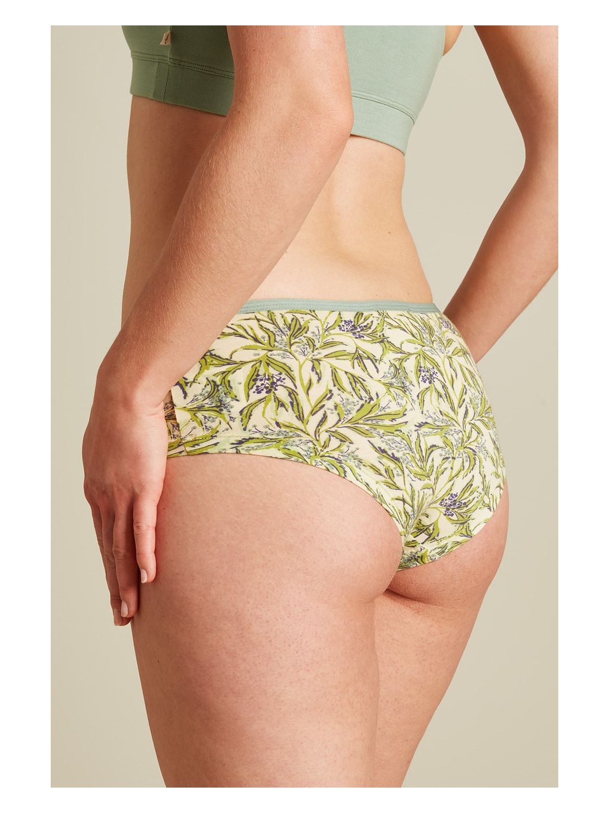 Slip Panty pour Femme en Coton Bio Imprimé Feuilles - Tranquillo