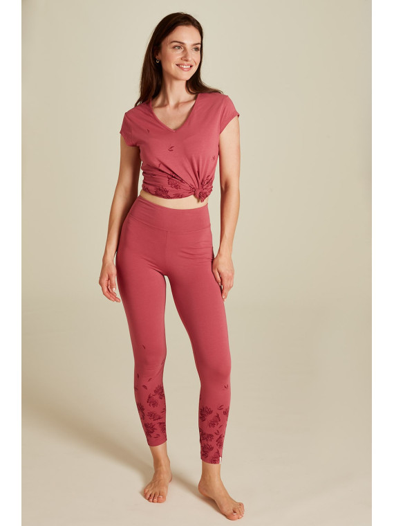 Leggings pour Femme Motif rouges en Coton Bio - Tranquillo