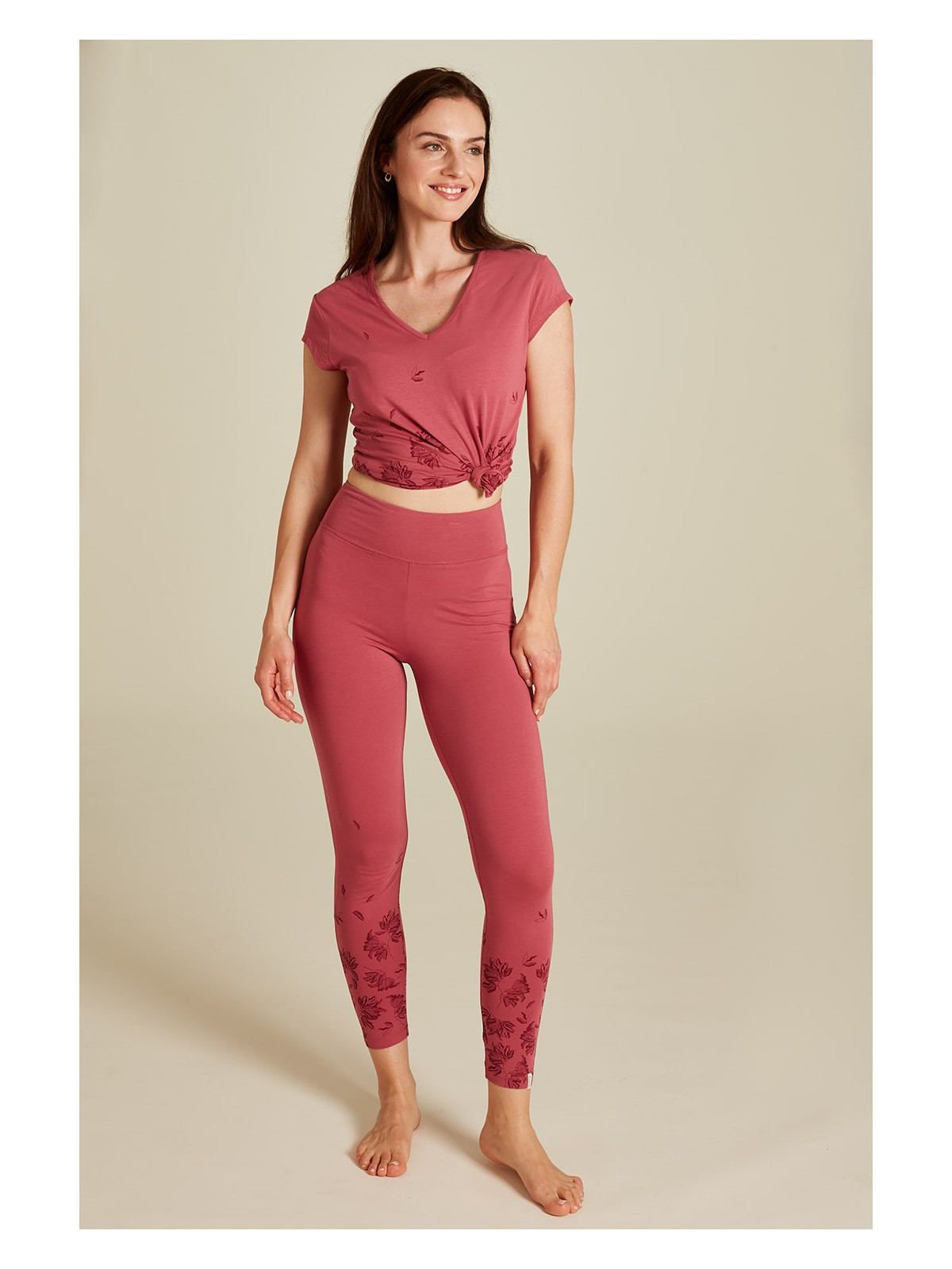 Leggings pour Femme Motif rouges en Coton Bio - Tranquillo