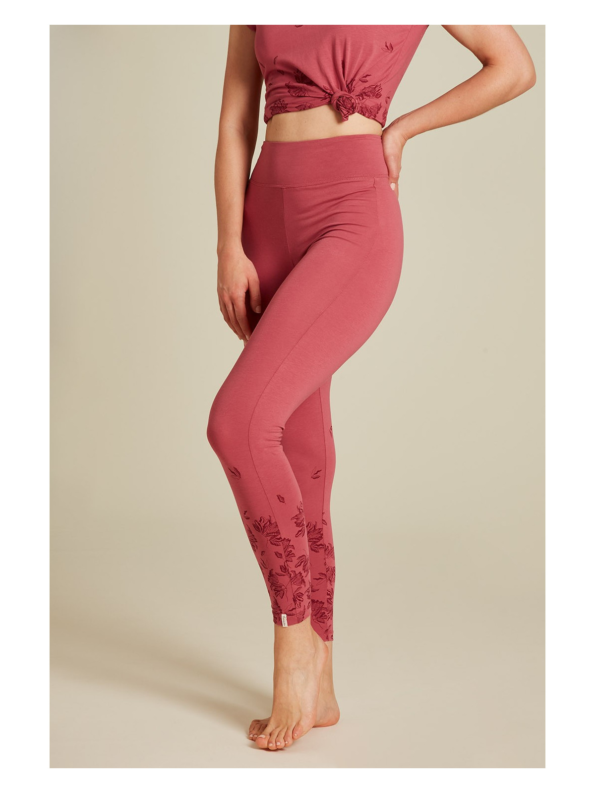 Leggings pour Femme Motif rouges en Coton Bio - Tranquillo