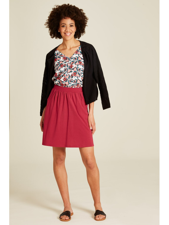 Jupe pour Femme en Coton Bio Forme Trapèze Couleur Anémone - Tranquillo