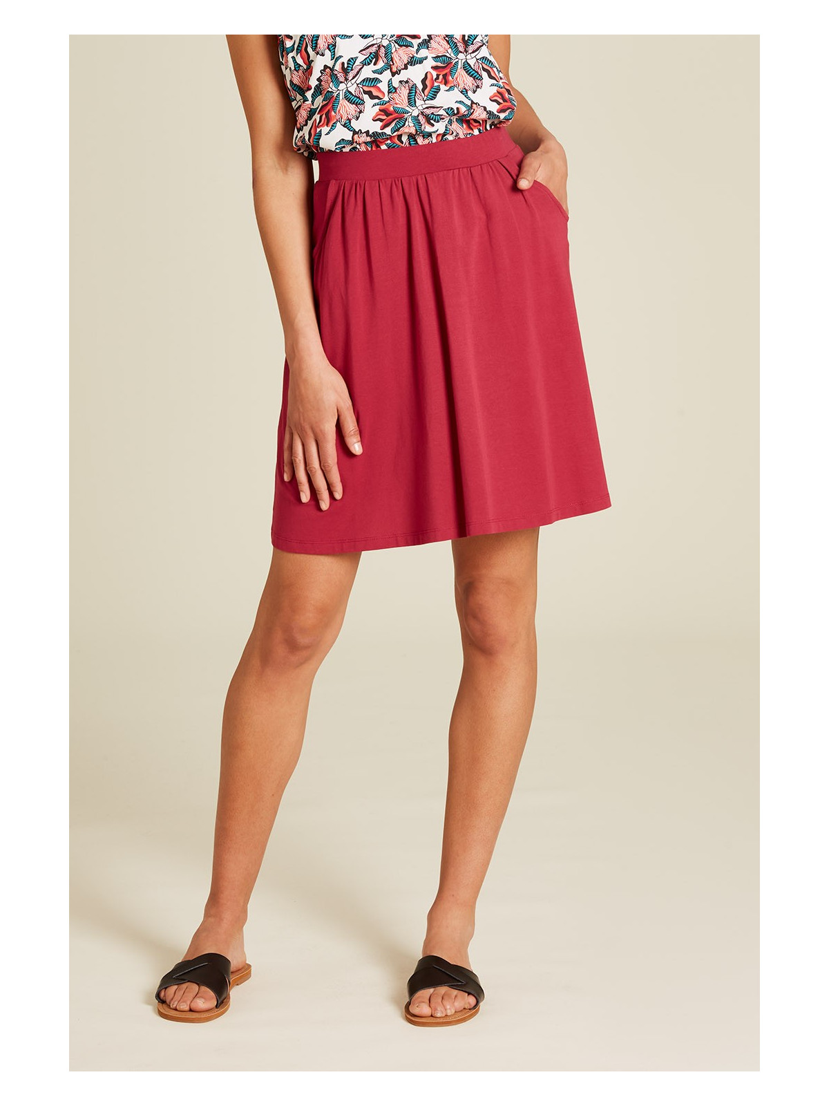 Jupe pour Femme en Coton Bio Forme Trapèze Couleur Anémone - Tranquillo