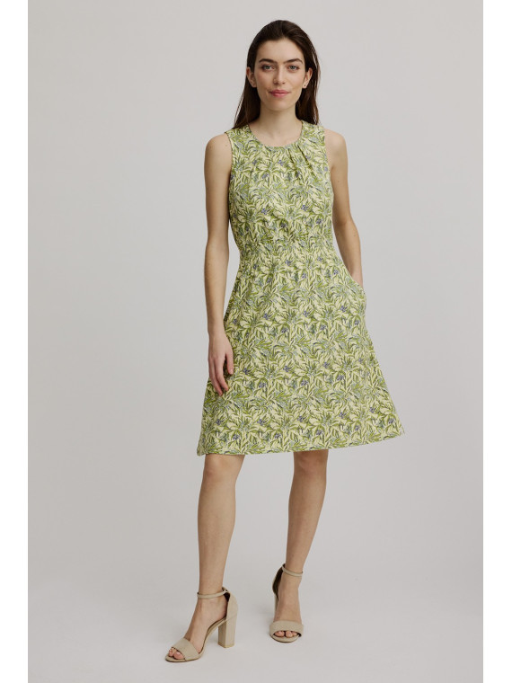 Robe Longue sans Manches Imprimé Feuilles en coton bio de Tranquillo