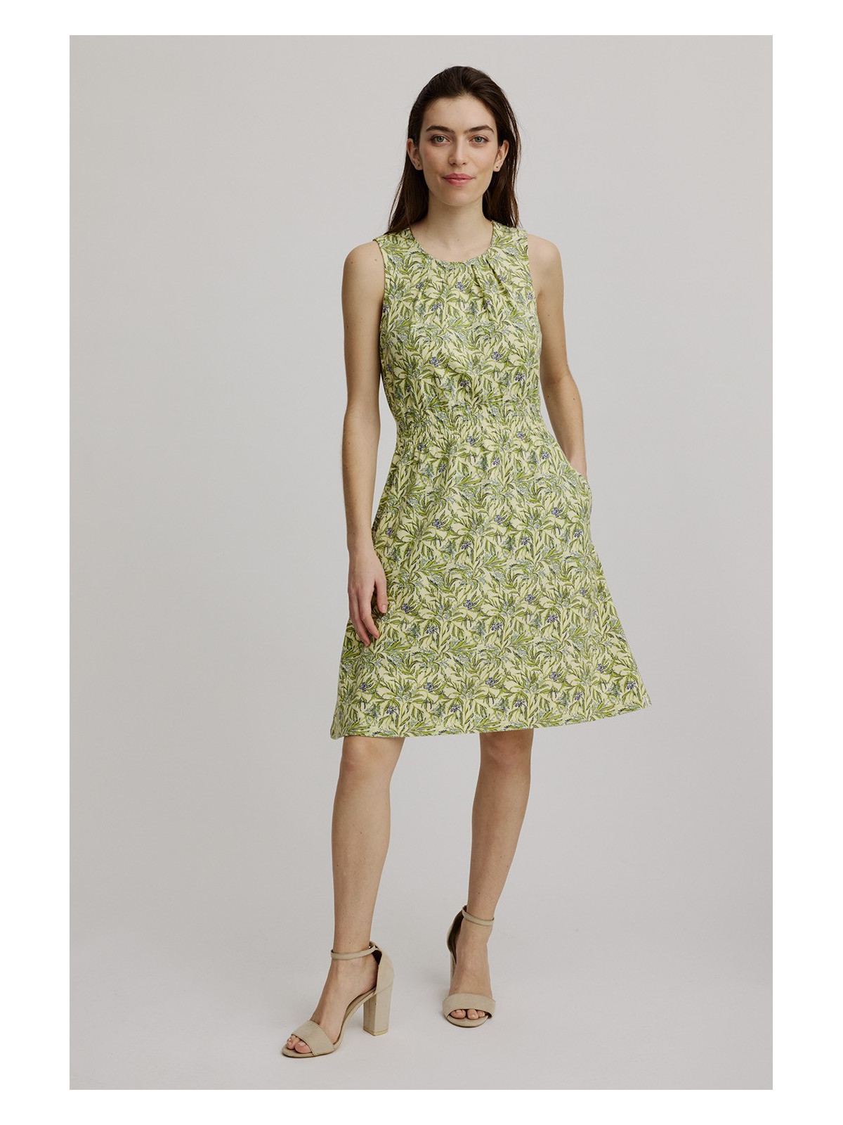 Robe Longue sans Manches Imprimé Feuilles en coton bio de Tranquillo