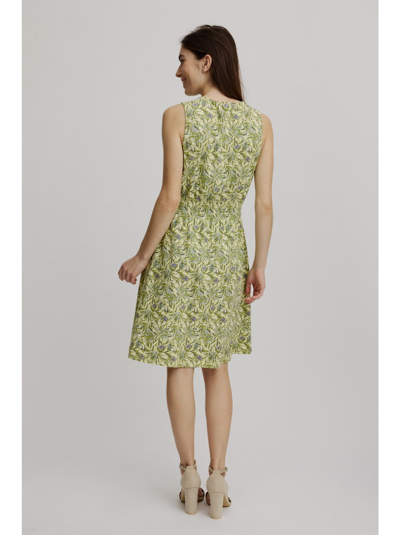 Robe Longue sans Manches Imprimé Feuilles en coton bio de Tranquillo