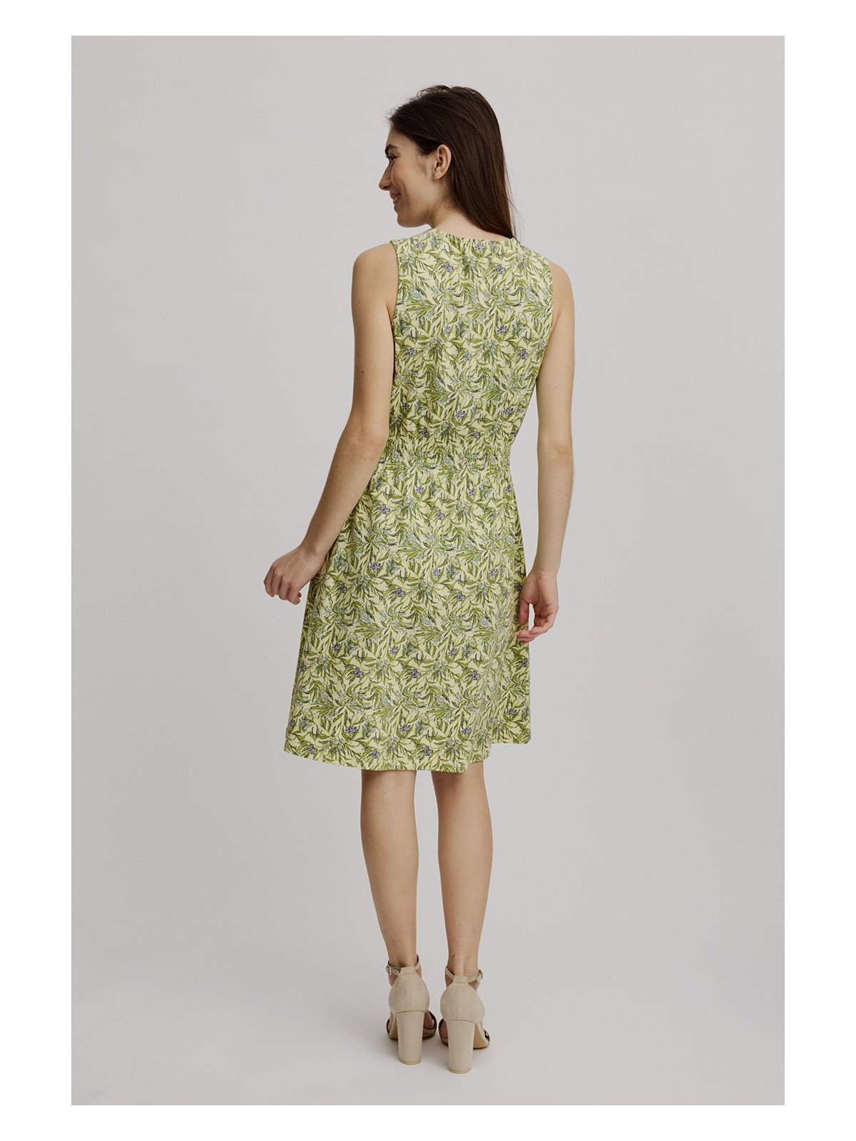 Robe Longue sans Manches Imprimé Feuilles en coton bio de Tranquillo