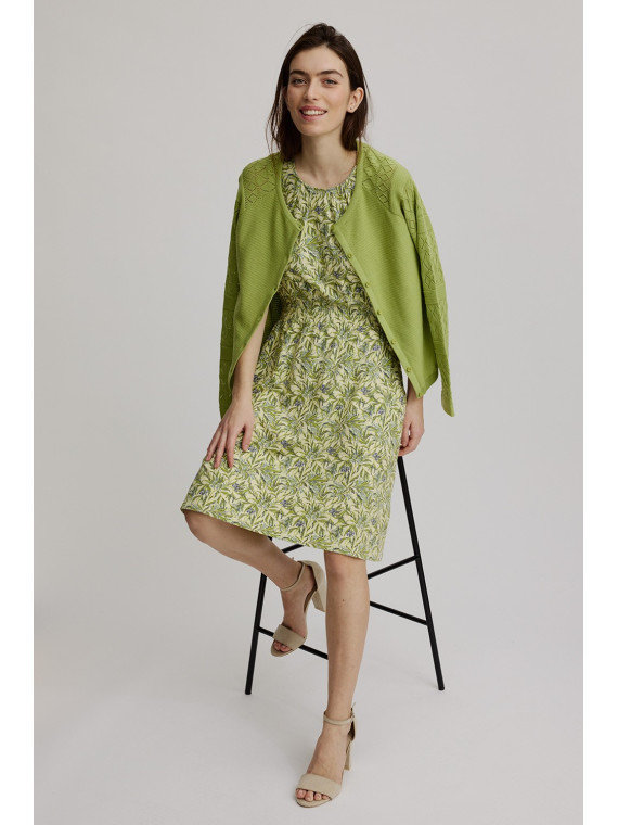 Robe Longue sans Manches Imprimé Feuilles en coton bio de Tranquillo