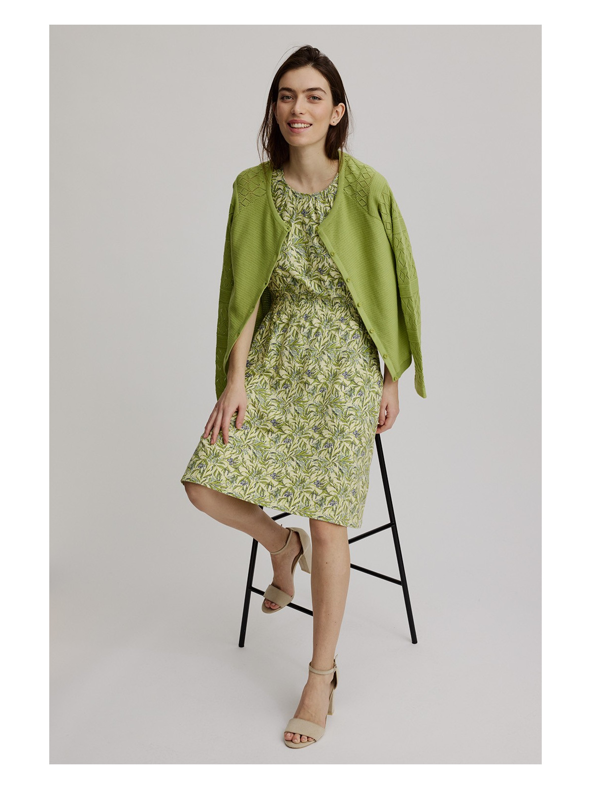 Robe Longue sans Manches Imprimé Feuilles en coton bio de Tranquillo