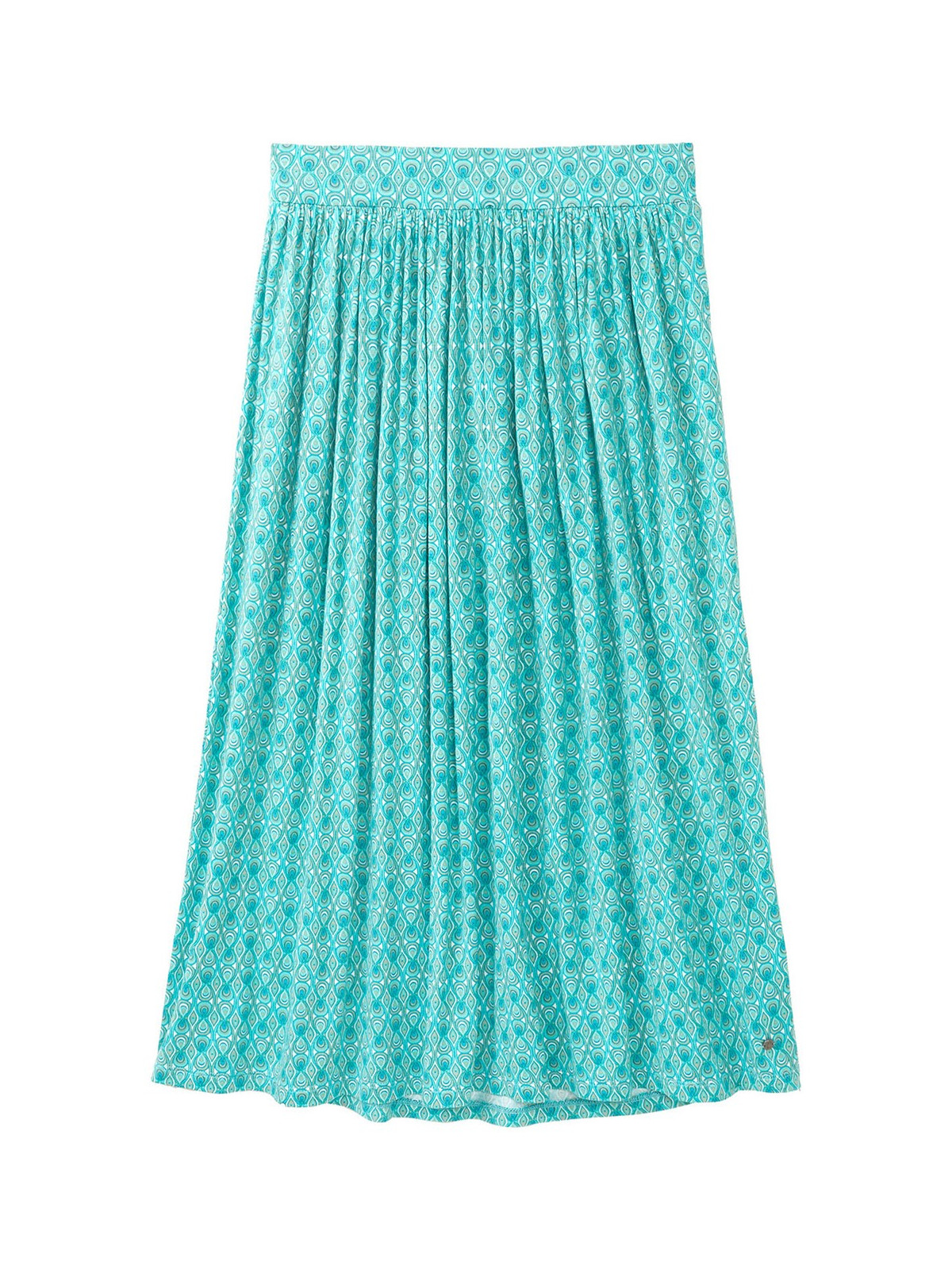 jupe longueur sous le genou bleu turquoise avec petits motifs