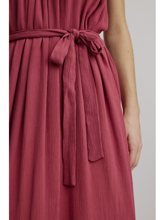 robe à bretelles très légère avec ceinture rose lie de vin