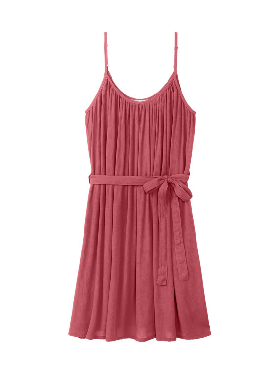 robe à bretelles très légère avec ceinture rose lie de vin