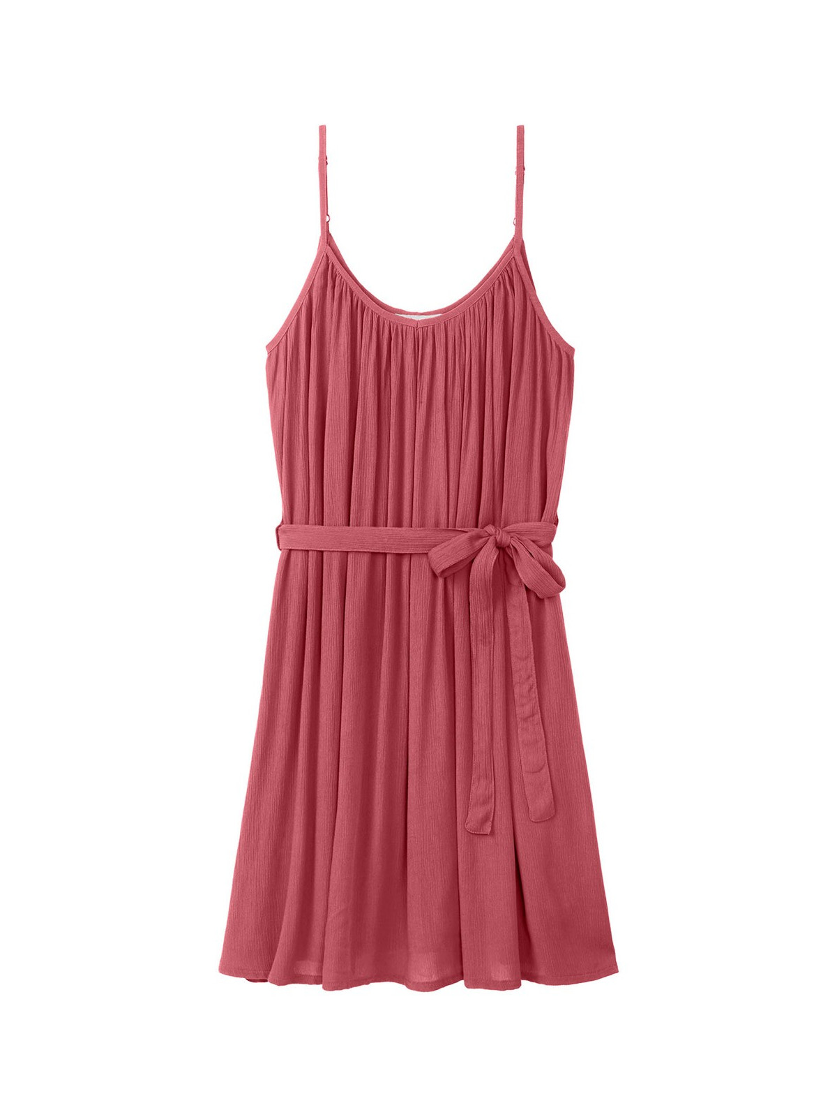robe à bretelles très légère avec ceinture rose lie de vin