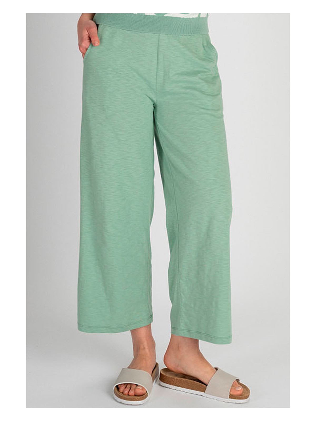 pantalon large vert pâle avec ceinture large