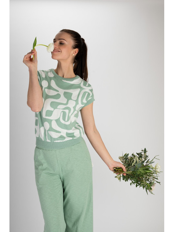 pantalon large vert pâle avec ceinture large