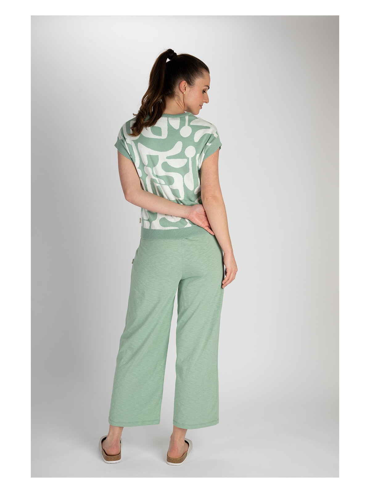pantalon large vert pâle avec ceinture large