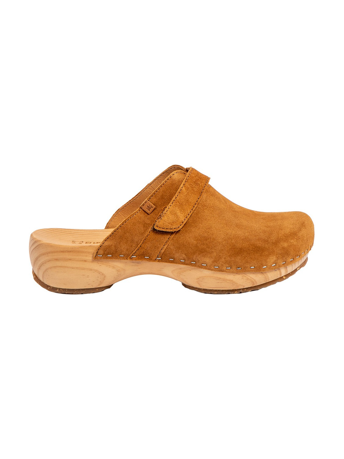 sabots bois dessus cuir ocre