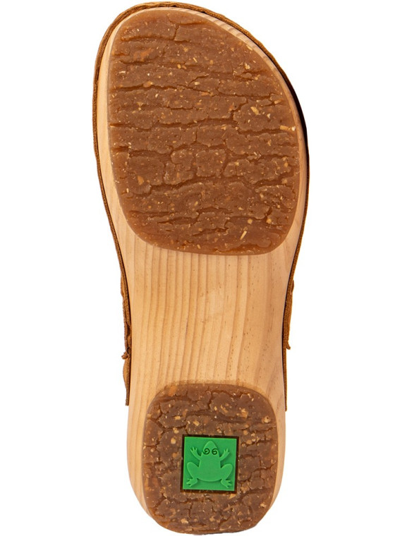 sabots bois dessus cuir ocre