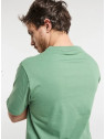 tee-shirt homme vert avec broderie vélo lila sur la poitrine