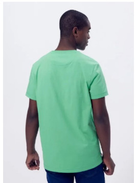 tee-shirt homme col rond vert avec coeur bleu au centre