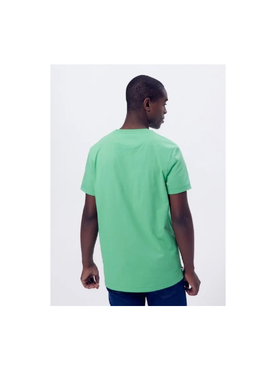 tee-shirt homme col rond vert avec coeur bleu au centre
