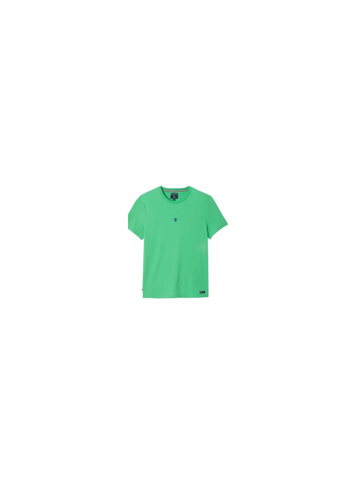 tee-shirt homme col rond vert avec coeur bleu au centre