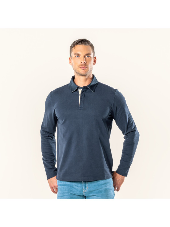 polo homme manche longues bleu marine