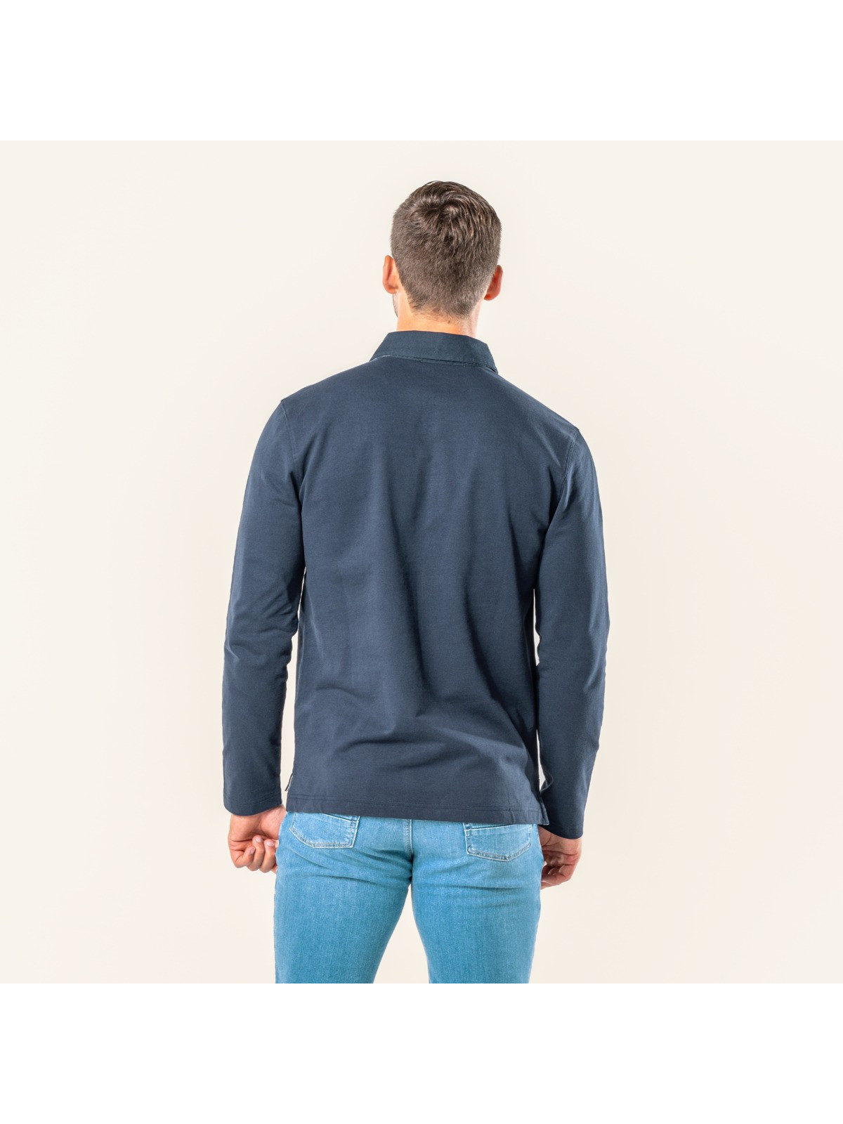 polo homme manche longues bleu marine