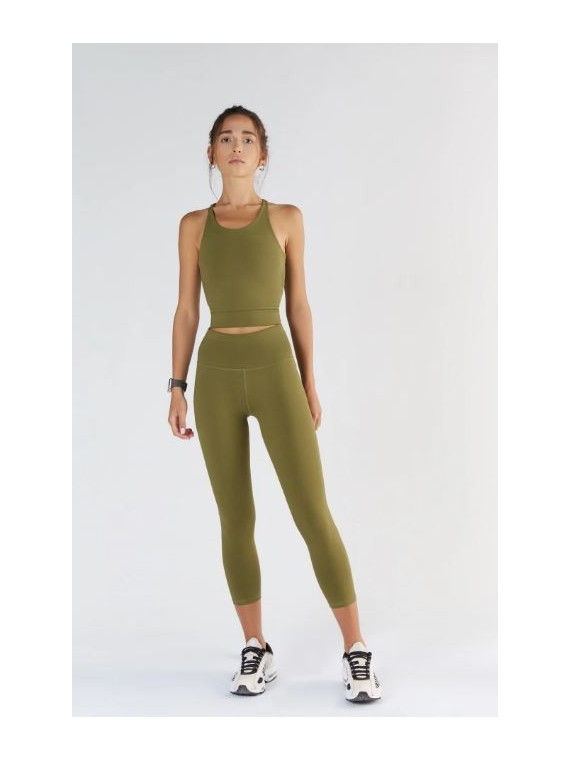 leggings 7/8eme vert olive taille élastique large