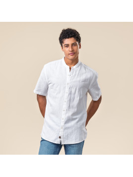 chemisette col mao coupe régulière blanche