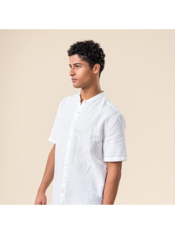 chemisette col mao coupe régulière blanche
