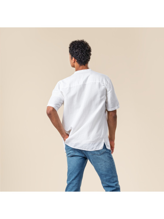 chemisette col mao coupe régulière blanche