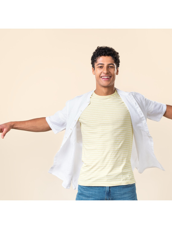 chemisette col mao coupe régulière blanche