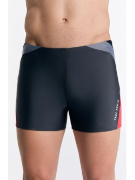 Maillot de bain Boxer recyclage noir et rouge