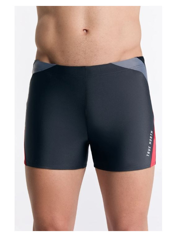 Maillot de bain Boxer recyclage noir et rouge