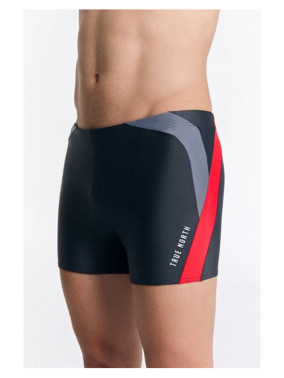 Maillot de bain Boxer recyclage noir et rouge