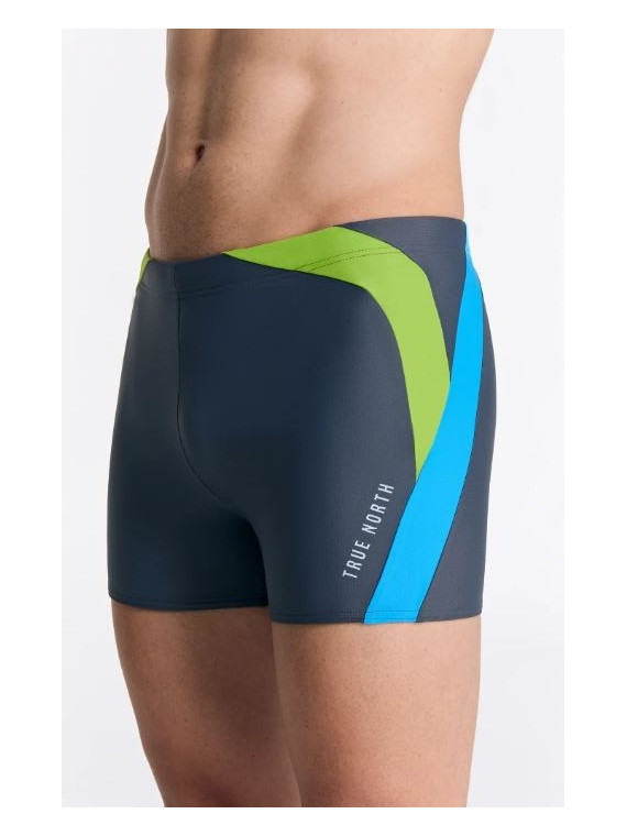 Maillot de bain Boxer recyclage gris, bleu et vert