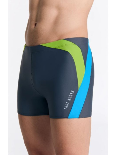 Maillot de bain Boxer recyclage gris, bleu et vert