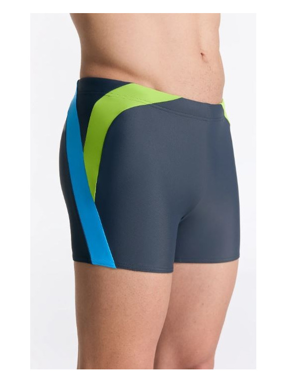 Maillot de bain Boxer recyclage gris, bleu et vert