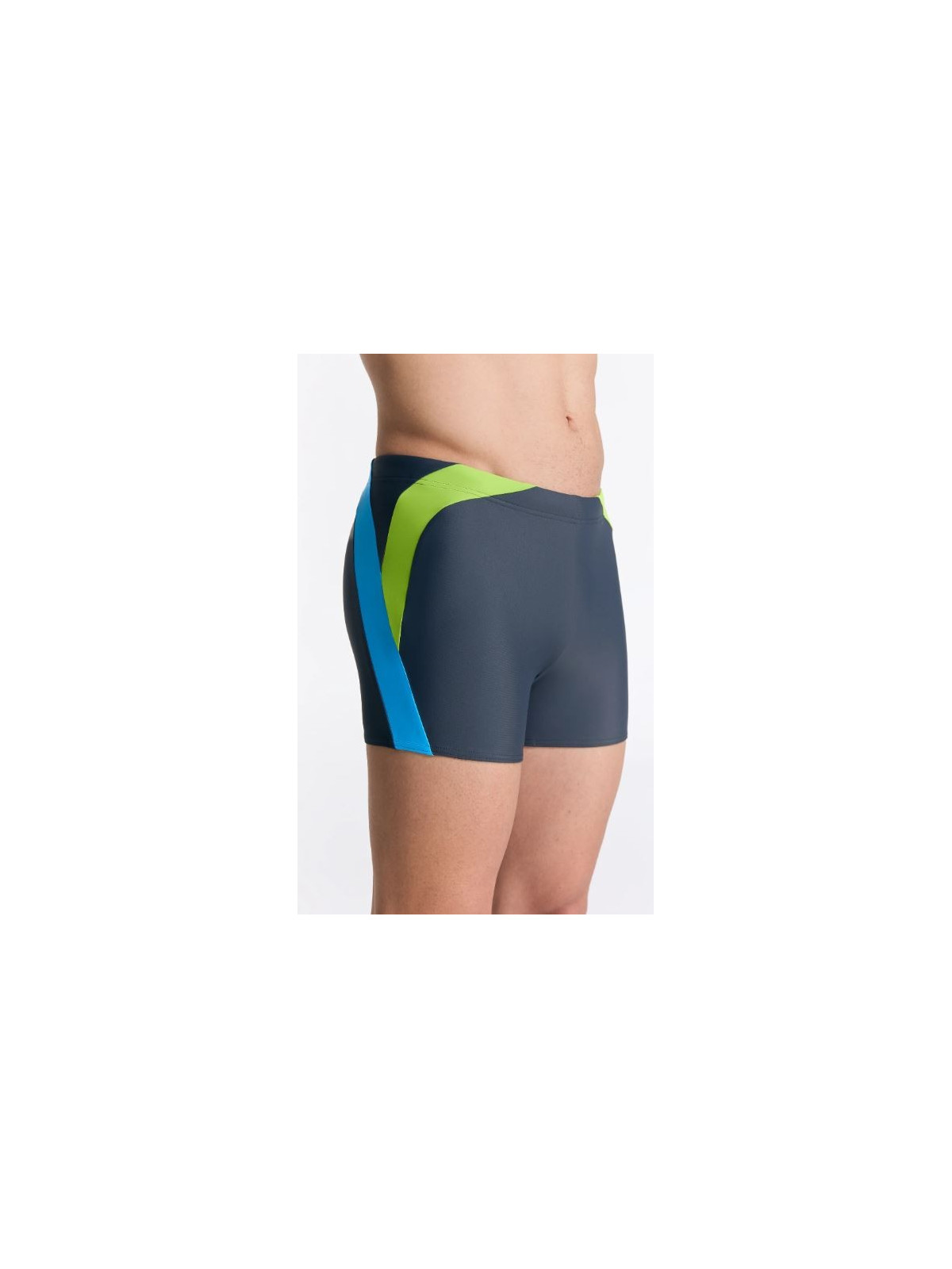 Maillot de bain Boxer recyclage gris, bleu et vert