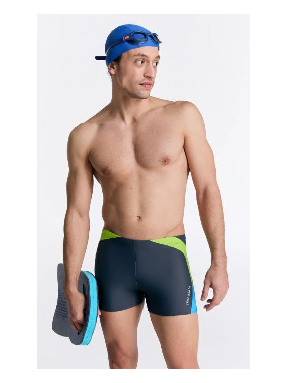 Maillot de bain Boxer recyclage gris, bleu et vert
