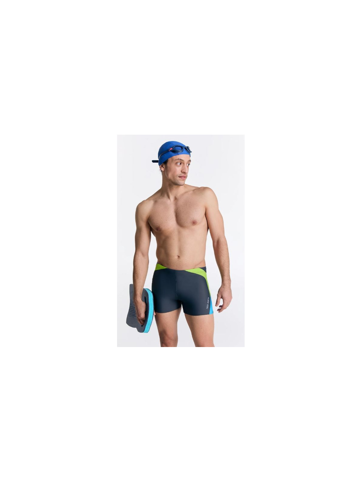 Maillot de bain Boxer recyclage gris, bleu et vert